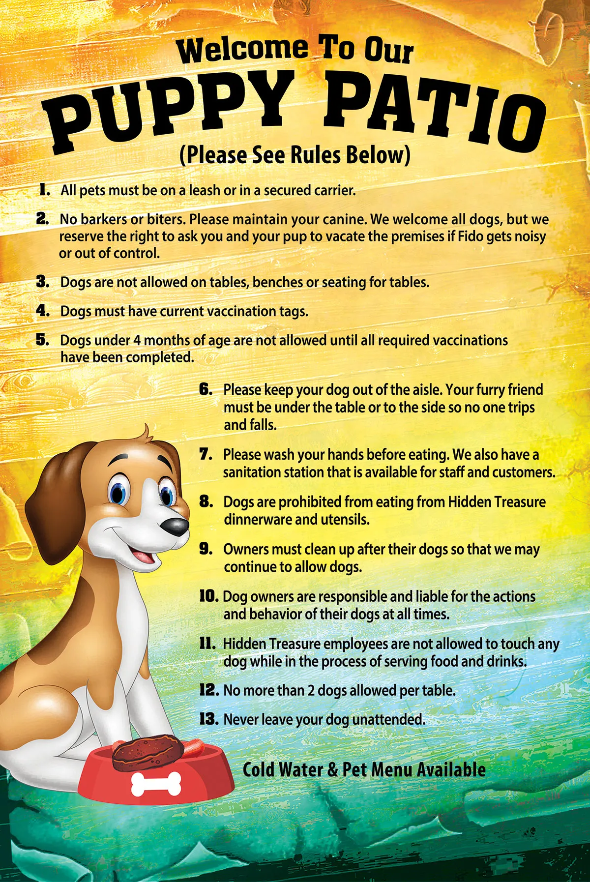 Welcome to our puppy patio polite pup policy