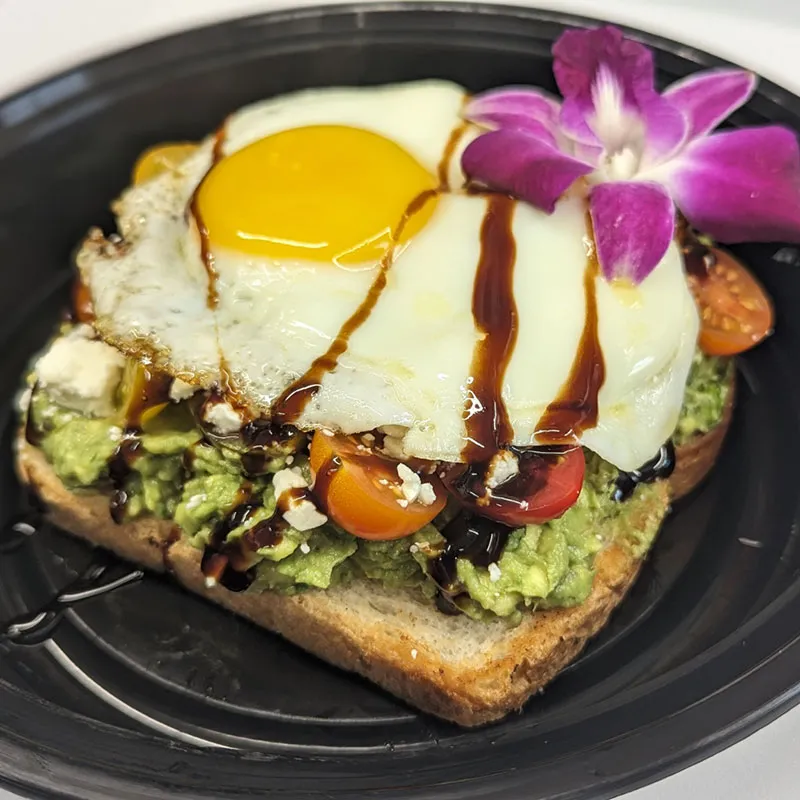 Open face egg and avocado sandwich